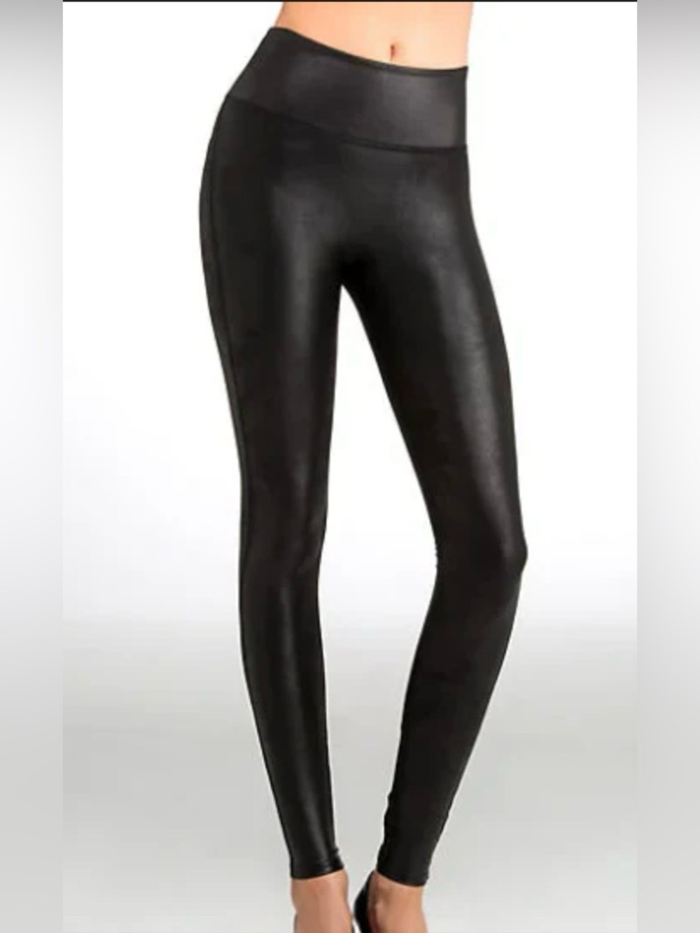 SPANX Faux Leather-Look High-Waist Leggings - Black